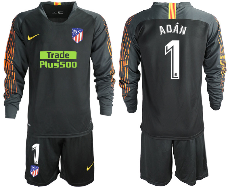 2018 19 Atletico Madrid 1 ADAN Black Long Sleeve Goalkeeper Soccer Jersey