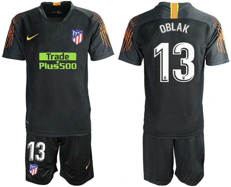 2018 19 Atletico Madrid 13 OBLAK Black Goalkeeper Soccer Jersey