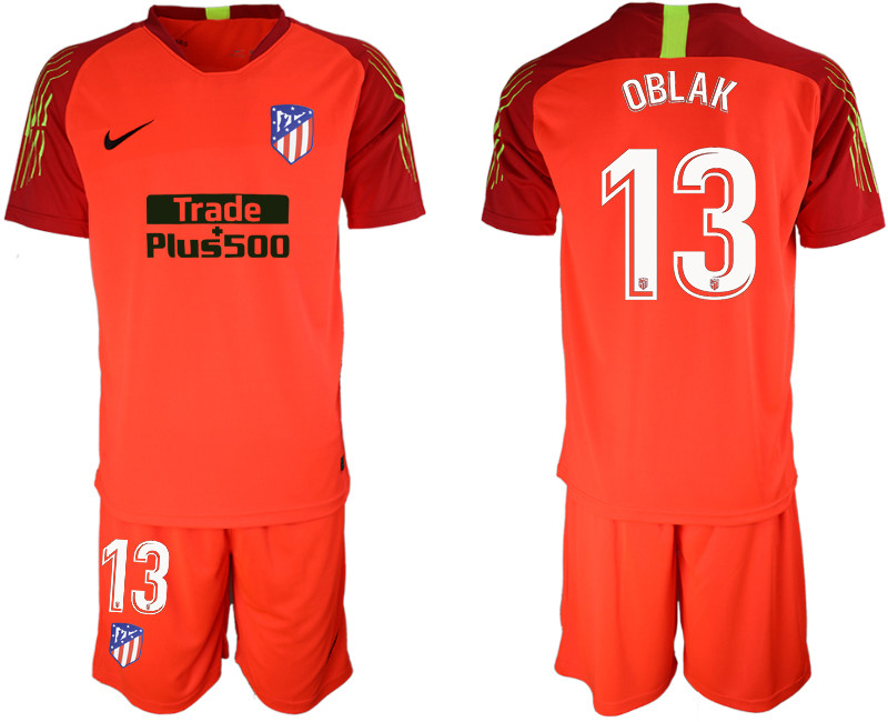 2018 19 Atletico Madrid 13 OBLAK Red Goalkeeper Soccer Jersey