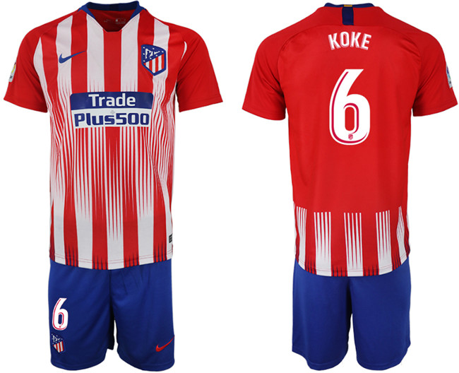 2018 19 Atletico Madrid 6 KOKE Home Soccer Jersey