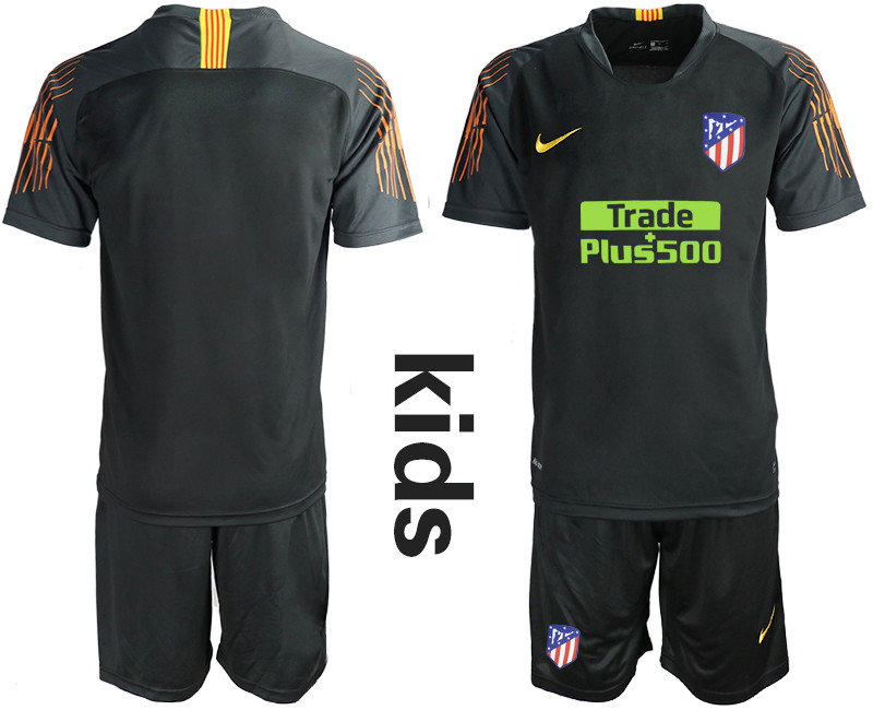 2018 19 Atletico Madrid Black Youth Goalkeeper Soccer Jersey