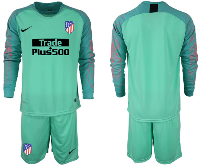 2018 19 Atletico Madrid Green Goalkeeper Long Sleeve Soccer Jersey