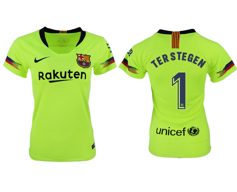 2018 19 Barcelona 1 TER STEGEN Away Women Soccer Jersey