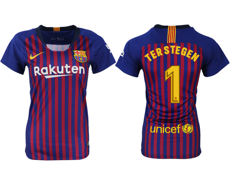 2018 19 Barcelona 1 TER STEGEN Home Women Soccer Jersey