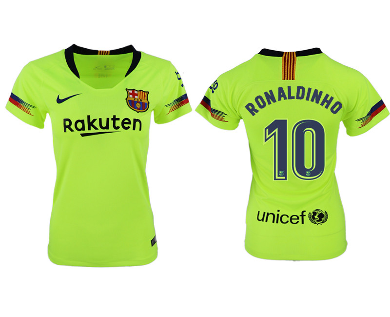 2018 19 Barcelona 10 RONALDINHO Away Women Soccer Jersey