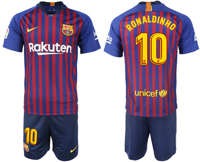 2018 19 Barcelona 10 RONALDINHO Home Soccer Jersey