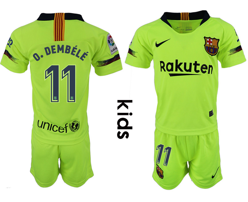 2018 19 Barcelona 11 O. DEMBELE Away Youth Jersey