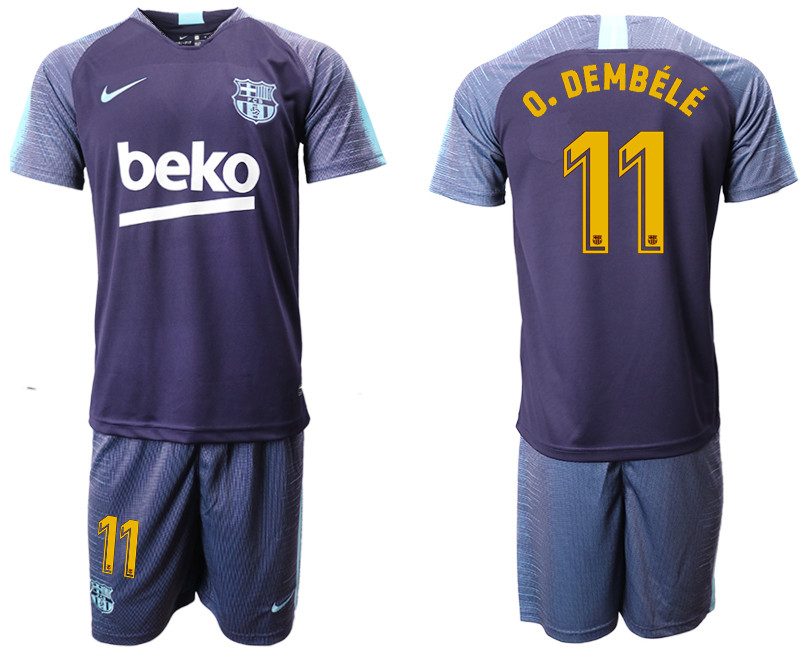 2018 19 Barcelona 11 O. DEMBELE Dark Blue Training Soccer Jersey