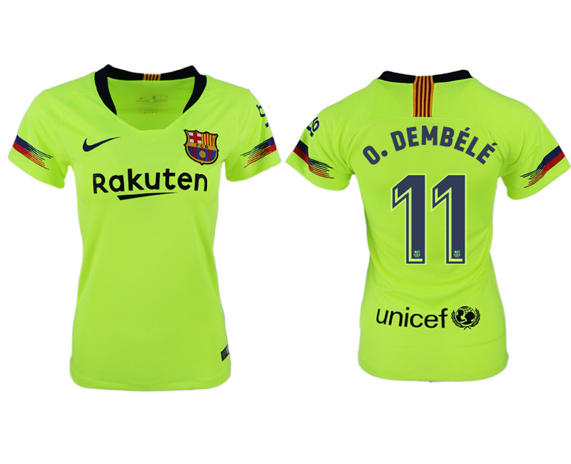 2018 19 Barcelona 11 O.DEMBELE Away Women Soccer Jersey