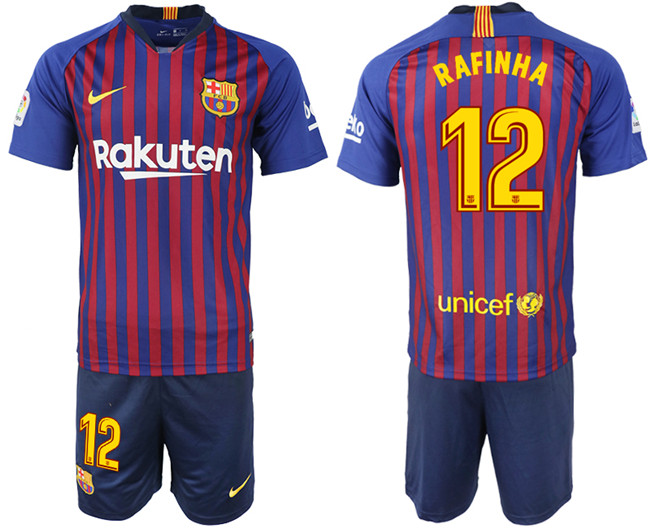 2018 19 Barcelona 12 RAFINHA Home Soccer Jersey