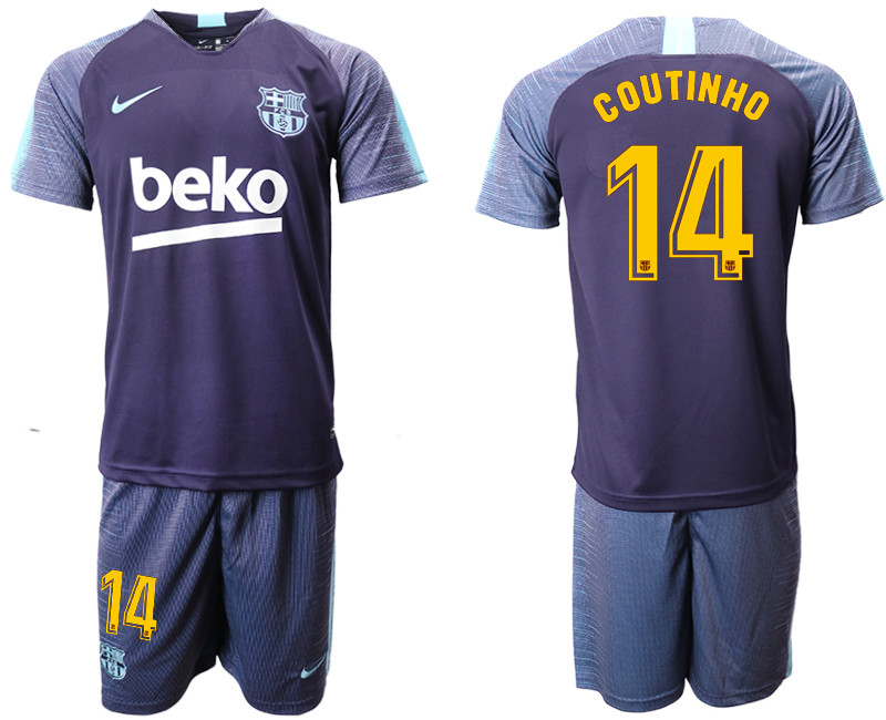 2018 19 Barcelona 14 COUTINHO Dark Blue Training Soccer Jersey