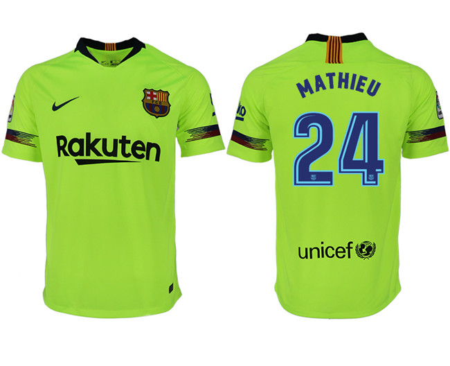 2018 19 Barcelona 24 MATHIEU Away Thailand Soccer Jersey