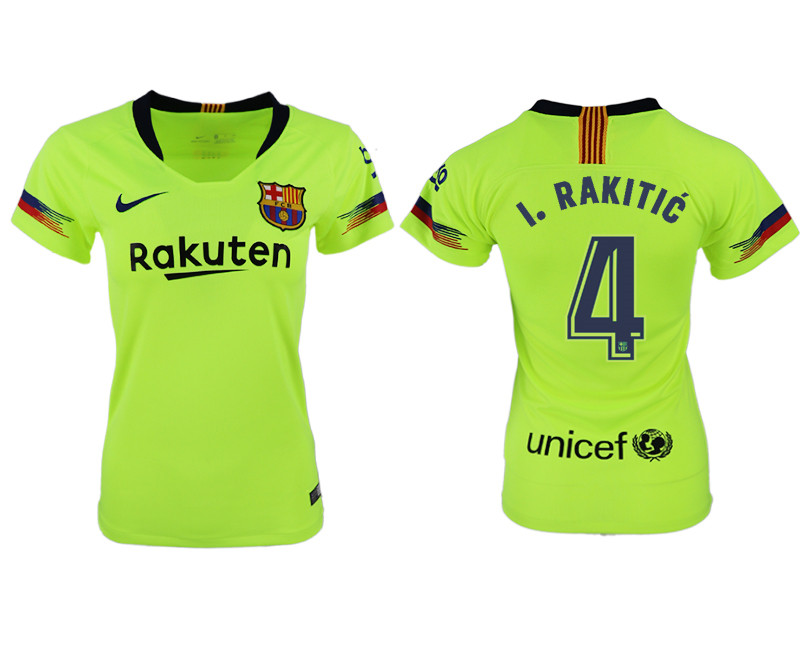 2018 19 Barcelona 4 I. RAKITIC Away Women Soccer Jersey