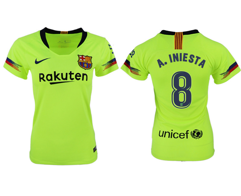 2018 19 Barcelona 8 A. INIESTA Away Women Soccer Jersey
