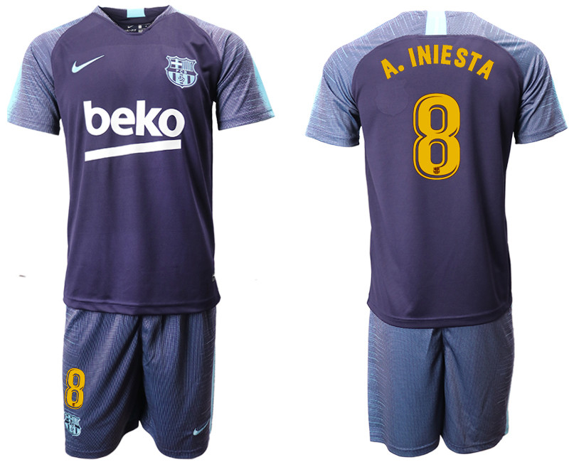 2018 19 Barcelona 8 A. INIESTA Dark Blue Training Soccer Jersey