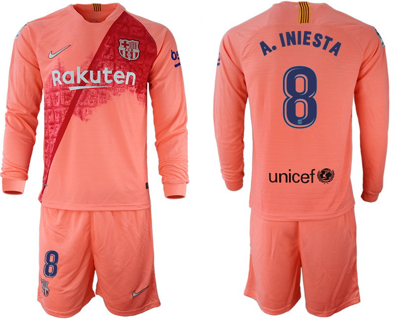 2018 19 Barcelona 8 A. INIESTA Third Away Long Sleeve Soccer Jersey