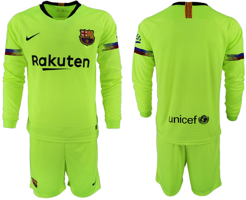 2018 19 Barcelona Away Long Sleeve Soccer Jersey