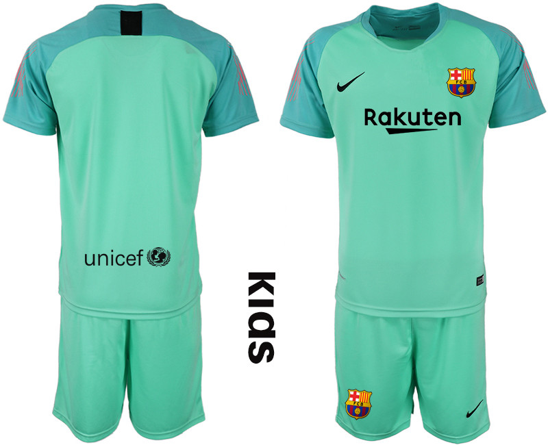 2018 19 Barcelona Green Youth Goalkeeper Soccer Jersey