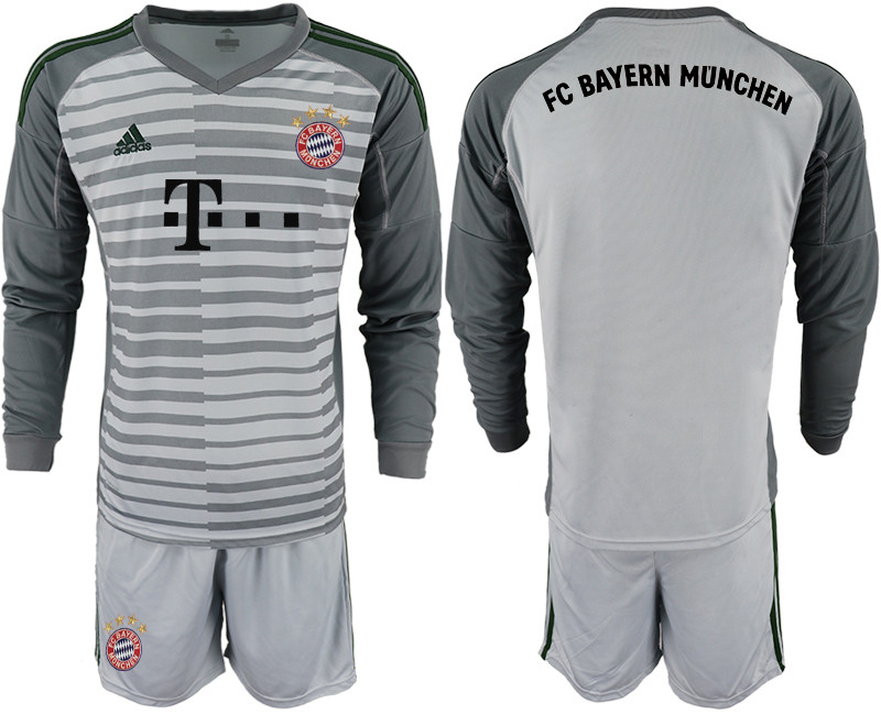 2018 19 Bayern Munich Gray Long Sleeve Goalkeeper Soccer Jersey