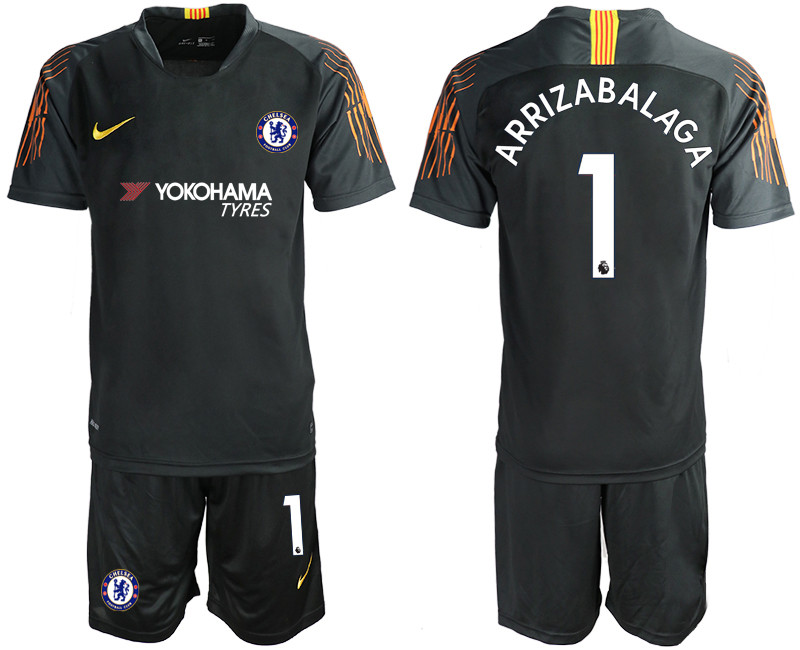 2018 19 Chelsea 1 ARRIZABALAGA Black Goalkeeper Soccer Jersey