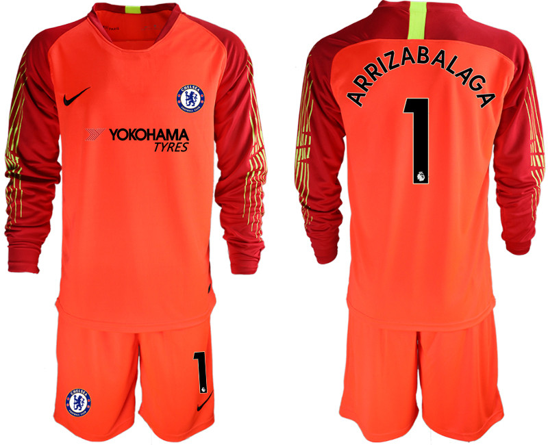 2018 19 Chelsea 1 ARRIZABALAGA Red Long Sleeve Goalkeeper Soccer Jersey