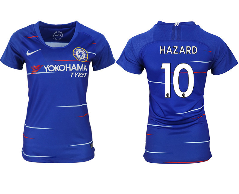 2018 19 Chelsea 10 HAZARD Home Women Soccer Jersey