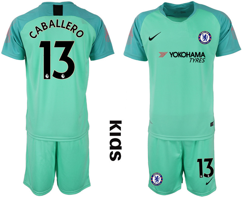 2018 19 Chelsea 13 CABALLERO Green Youth Goalkeeper Soccer Jersey