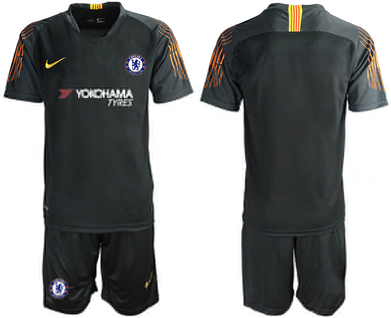 2018 19 Chelsea Black Goalkeeper Soccer Jersey