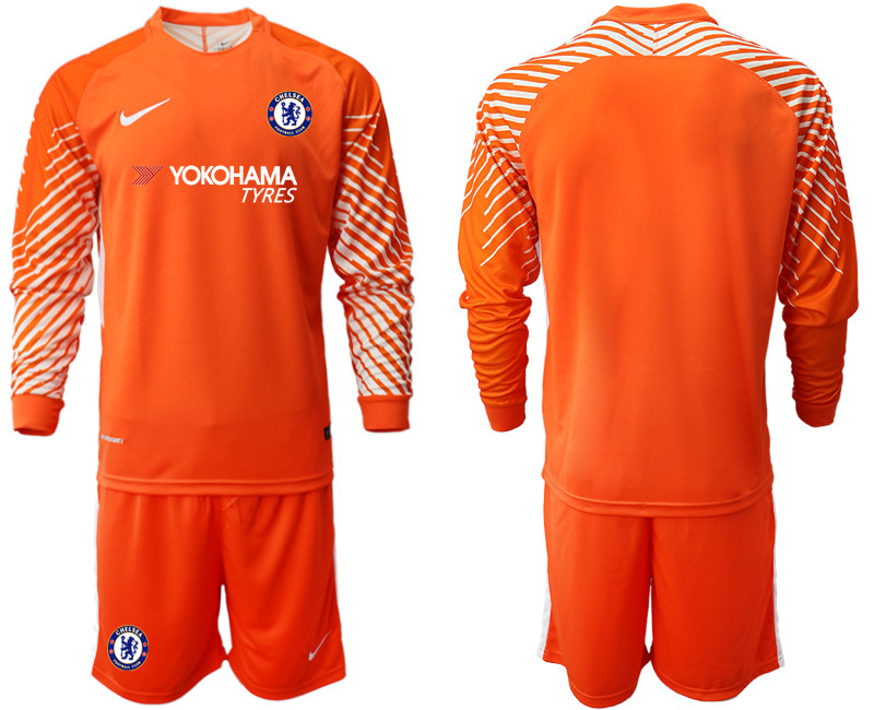 2018 19 Chelsea Orange Long Sleeve Goalkeeper Soccer Jersey