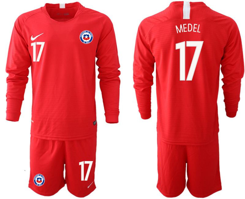 2018 19 Chile 17 MEDEL Home Long Sleeve Soccer Jersey