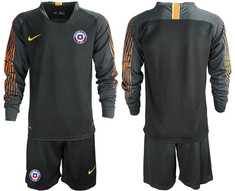 2018 19 Chile Black Long Sleeve Goalkeeper Soccer Jersey