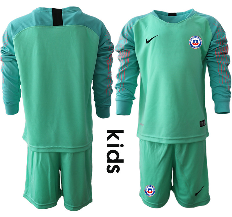 2018 19 Chile Green Youth Long Sleeve Goalkeeper Soccer Jersey