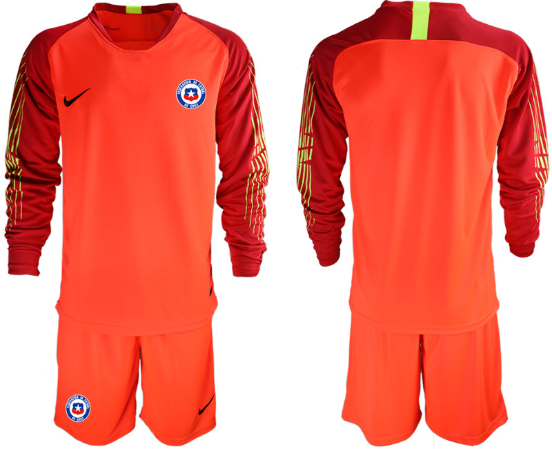 2018 19 Chile Red Long Sleeve Goalkeeper Soccer Jersey