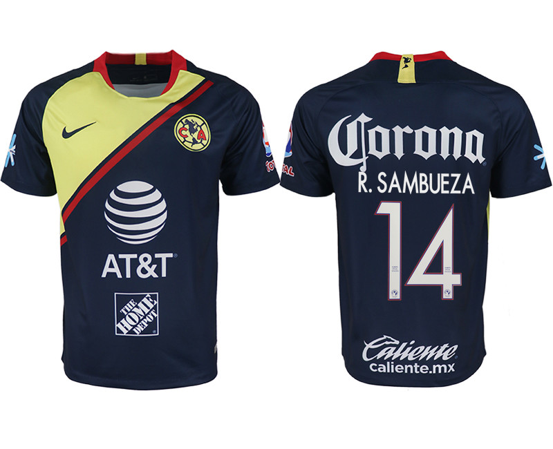 2018 19 Club America 14 R. SAMBUEZA Away Soccer Jersey