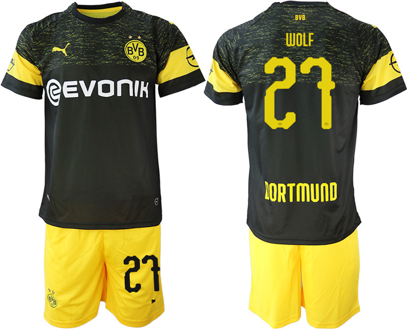 2018 19 Dortmund 27 WOLF Away Soccer Jersey