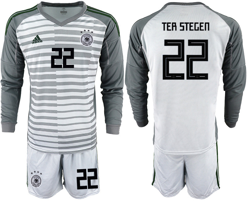 2018 19 Germany 22 TER STEGEN Gray Long Sleeve Goalkeeper Soccer Jersey