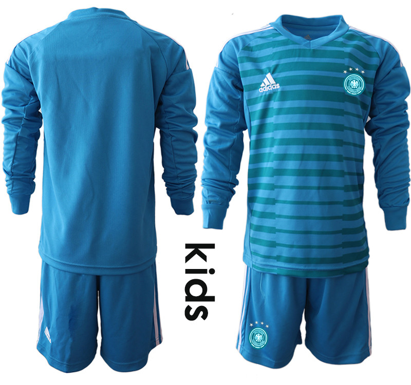 2018 19 Germany Blue Youth Long Sleeve Goalkeeper Soccer Jersey