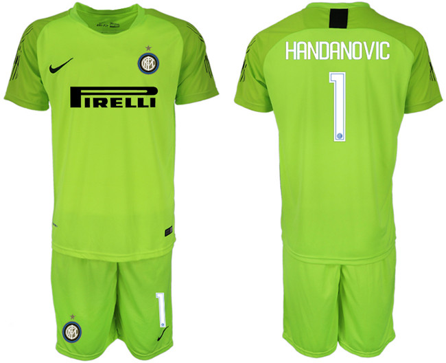 2018 19 Inter Milan 1 HANDANVIC Fluorescent Green Goalkeeper Soccer Jersey