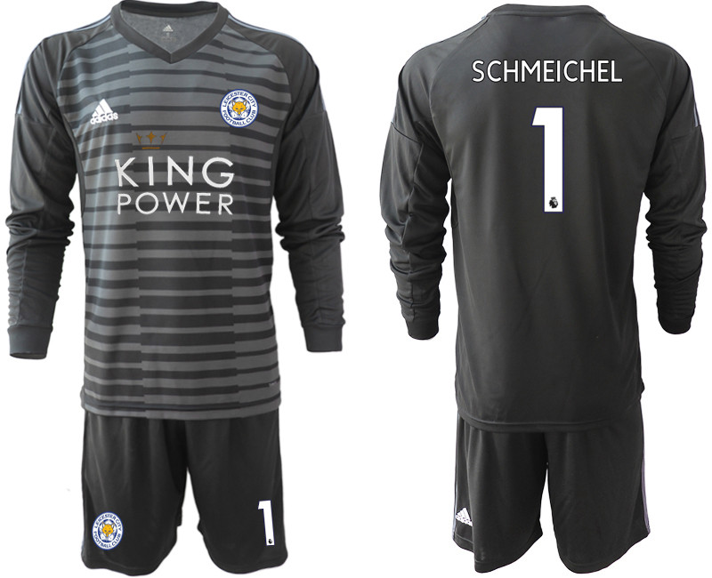 2018 19 Leicester City 1 SCHMEICHEL Black Long Sleeve Goalkeeper Soccer Jersey