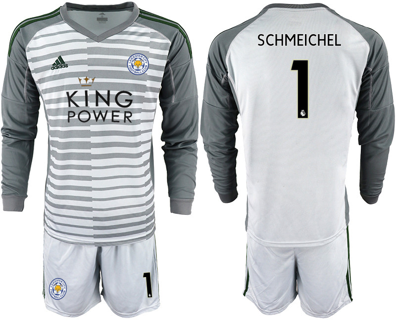 2018 19 Leicester City 1 SCHMEICHEL Gray Long Sleeve Goalkeeper Soccer Jersey