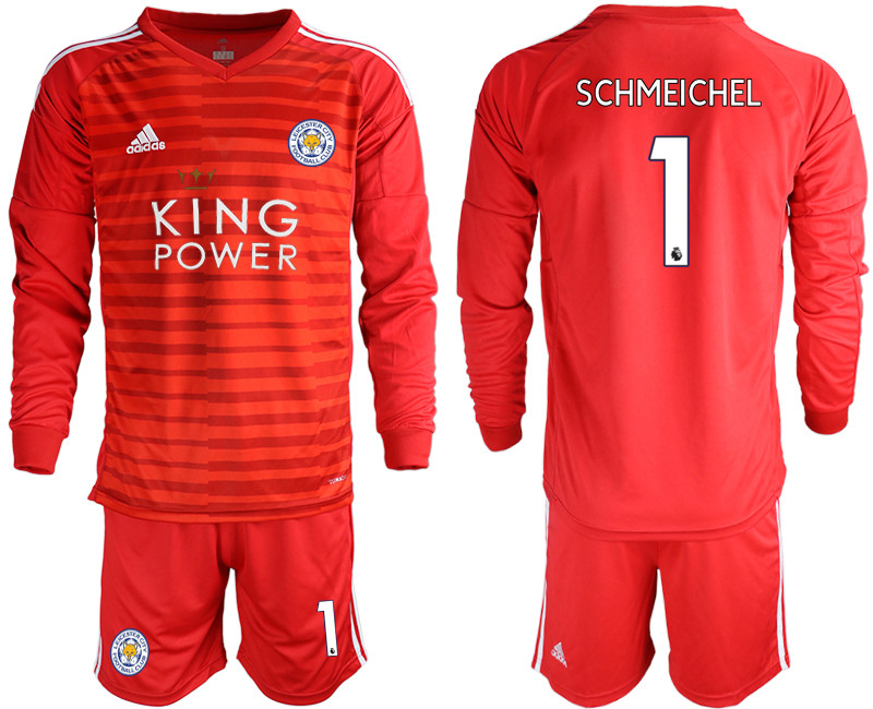 2018 19 Leicester City 1 SCHMEICHEL Red Long Sleeve Goalkeeper Soccer Jersey