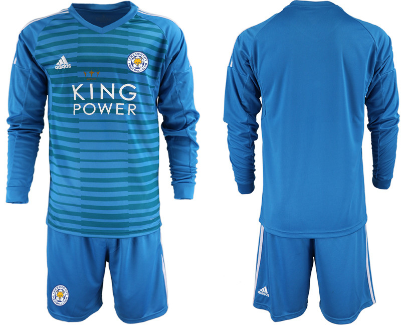 2018 19 Leicester City Blue Long Sleeve Goalkeeper Soccer Jersey