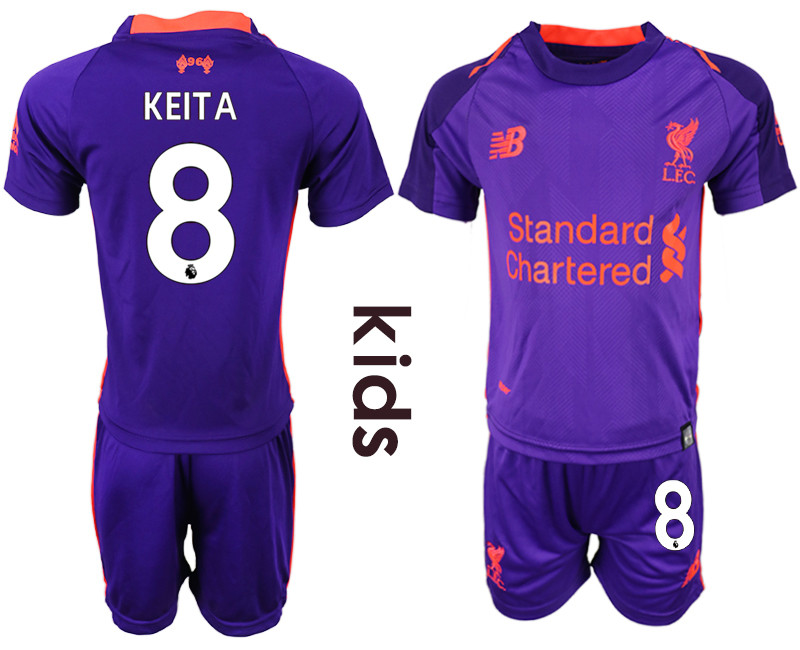 2018 19 Liverpool 8 KEITA Away Youth Soccer Jersey