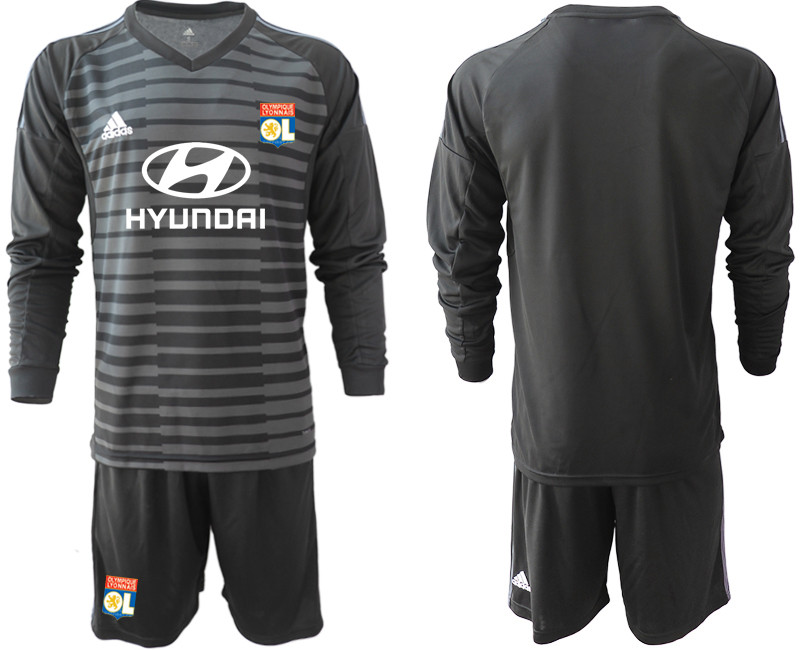 2018 19 Lyon Black Long Sleeve Goalkeeper Soccer Jersey