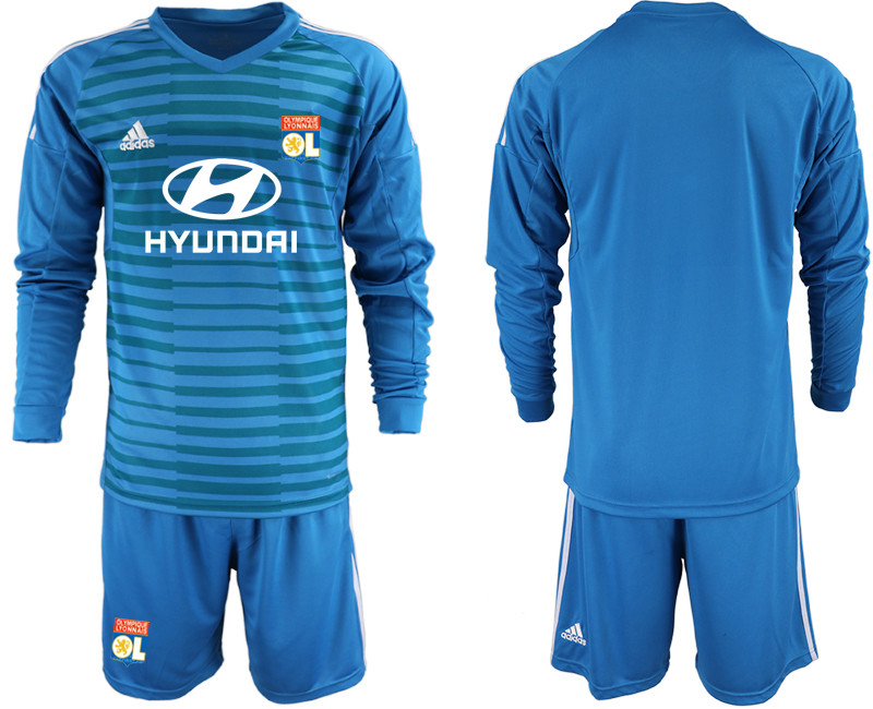 2018 19 Lyon Blue Long Sleeve Goalkeeper Soccer Jersey
