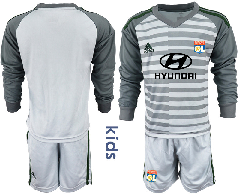 2018 19 Lyon Gray Youth Long Sleeve Goalkeeper Soccer Jersey