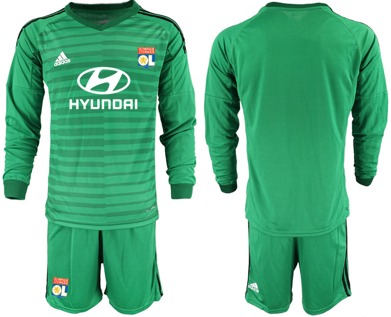 2018 19 Lyon Green Long Sleeve Goalkeeper Soccer Jersey