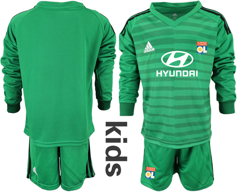 2018 19 Lyon Green Youth Long Sleeve Goalkeeper Soccer Jersey