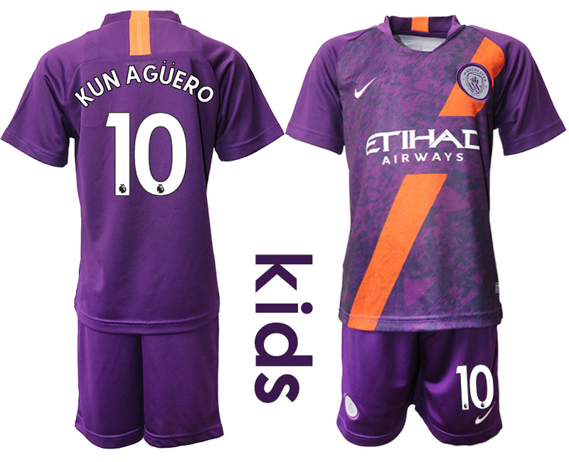 2018 19 Manchester City 10 KUN AGUERO Youth Third Away Soccer Jersey