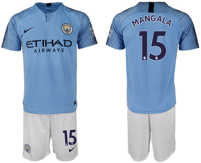 2018 19 Manchester City 15 MANGALA Home Soccer Jersey